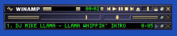 Winamp2-js showing all three windows in "shade" mode